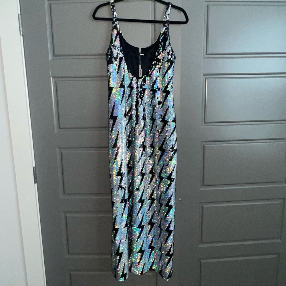 Any Old Iron Iridescent Sequin Lightning Bolt Gown - image 3